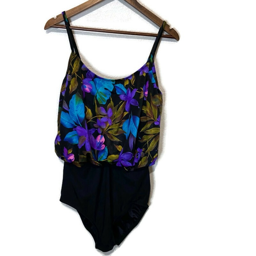 Slim Allure women’s 16 swimsuit black purple